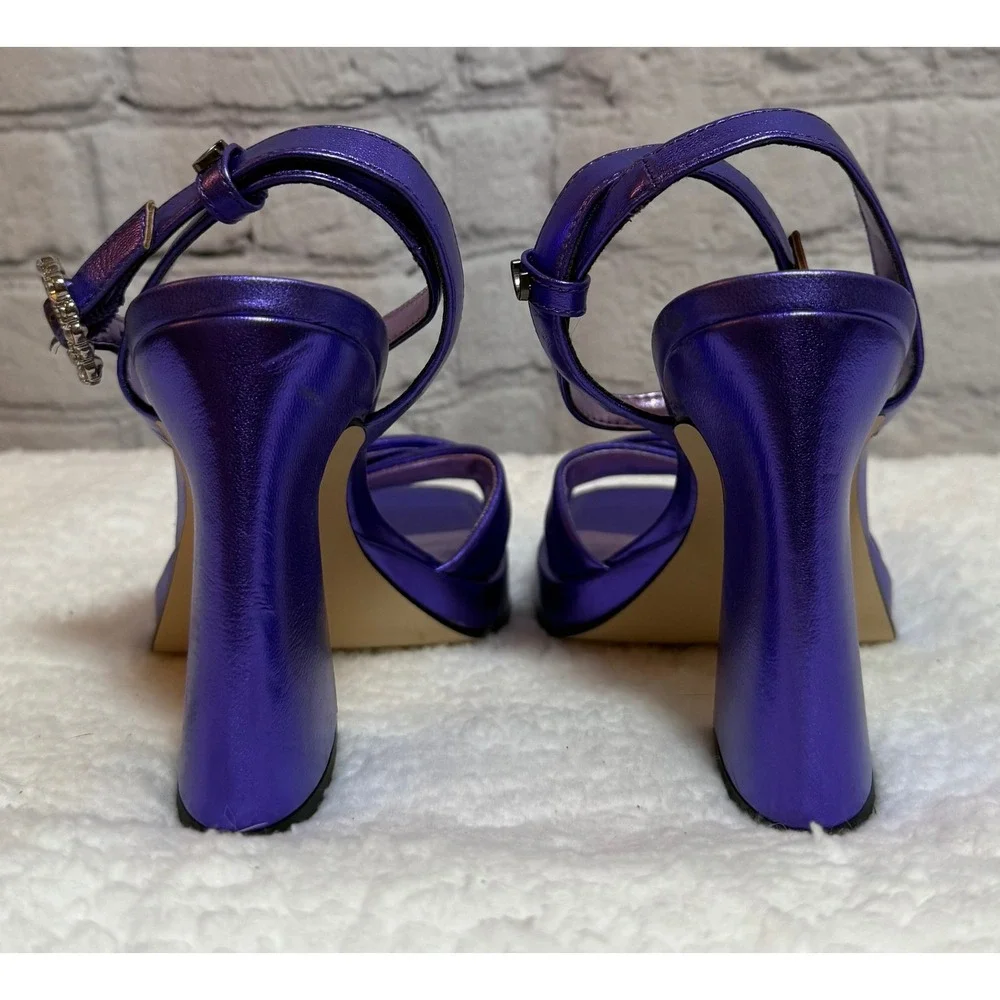 Circus NY Sam Edelman Metallic Purple Platform Sandals Rhinestone Buckle Size 7